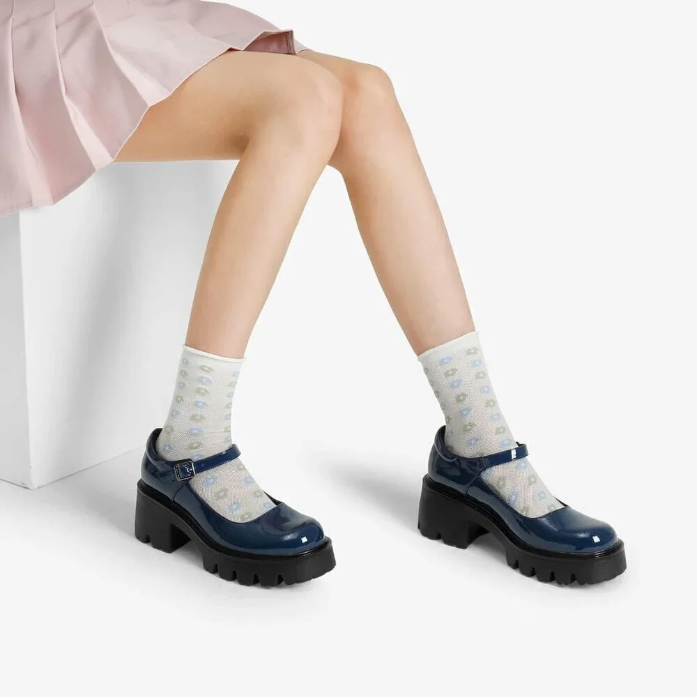 🆕Women's Mary Janes Shoes for Women, Platform Dress Low Heel Chunky Pumps - Picture 5 of 5